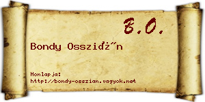 Bondy Osszián névjegykártya